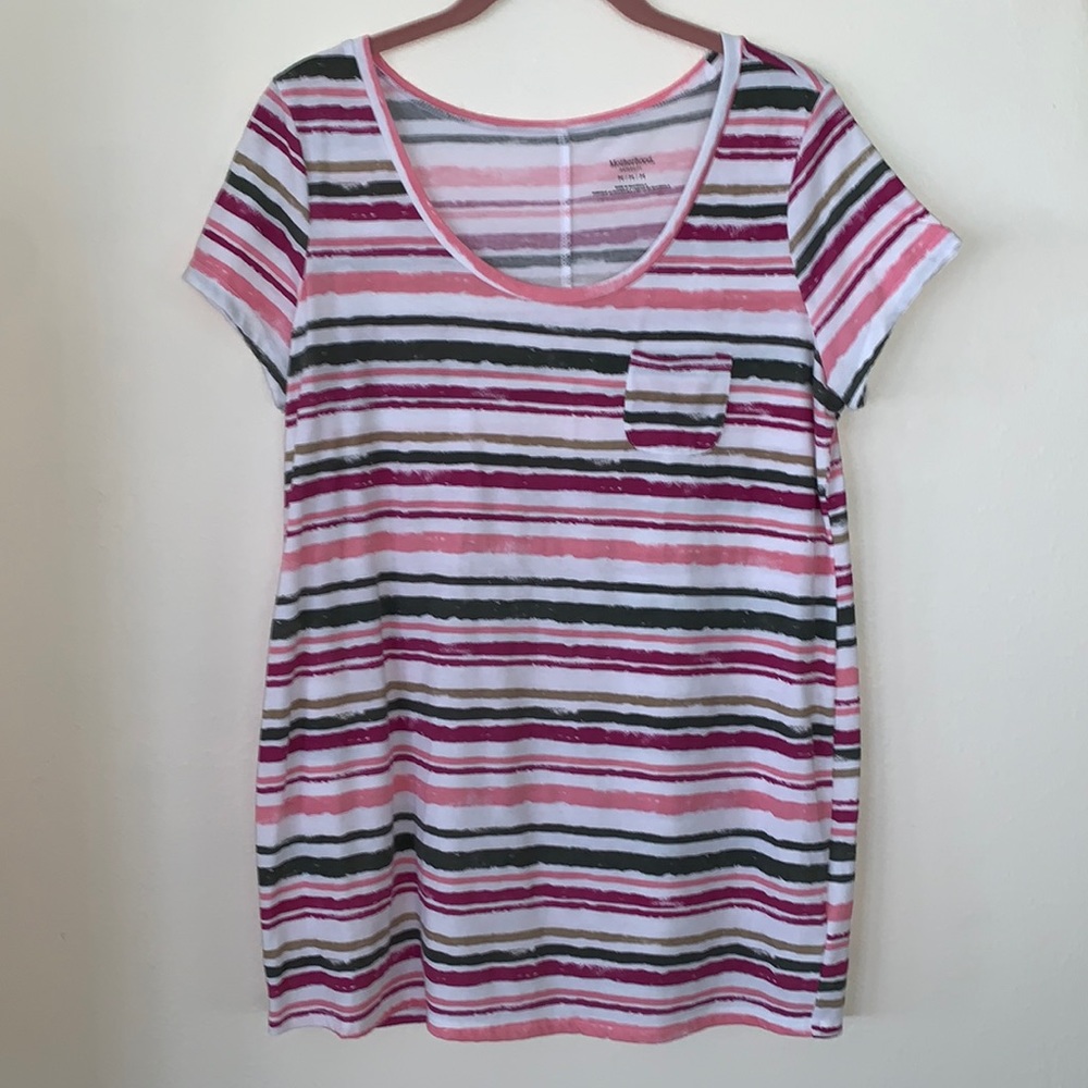 Maternity Top Short Sleeves Stripes Multi Colors Size M